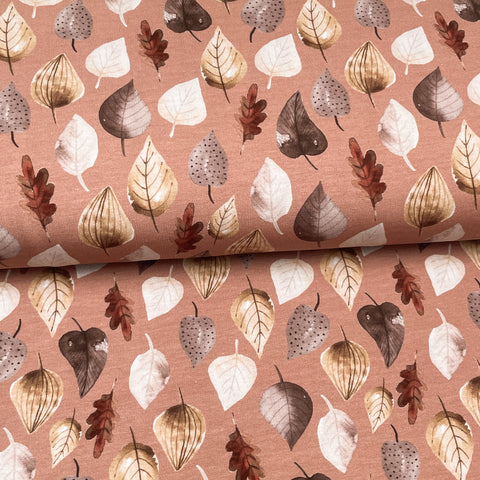 Taupe leaves - Printed French Terry