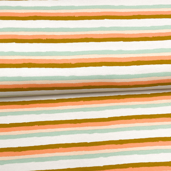Striped retro coral - Printed stretch cotton hoody