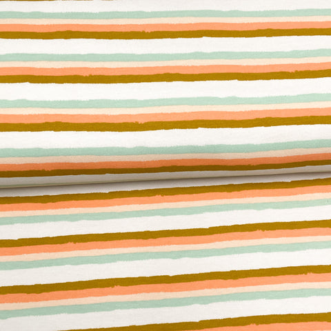 Striped retro coral - Printed stretch cotton hoody