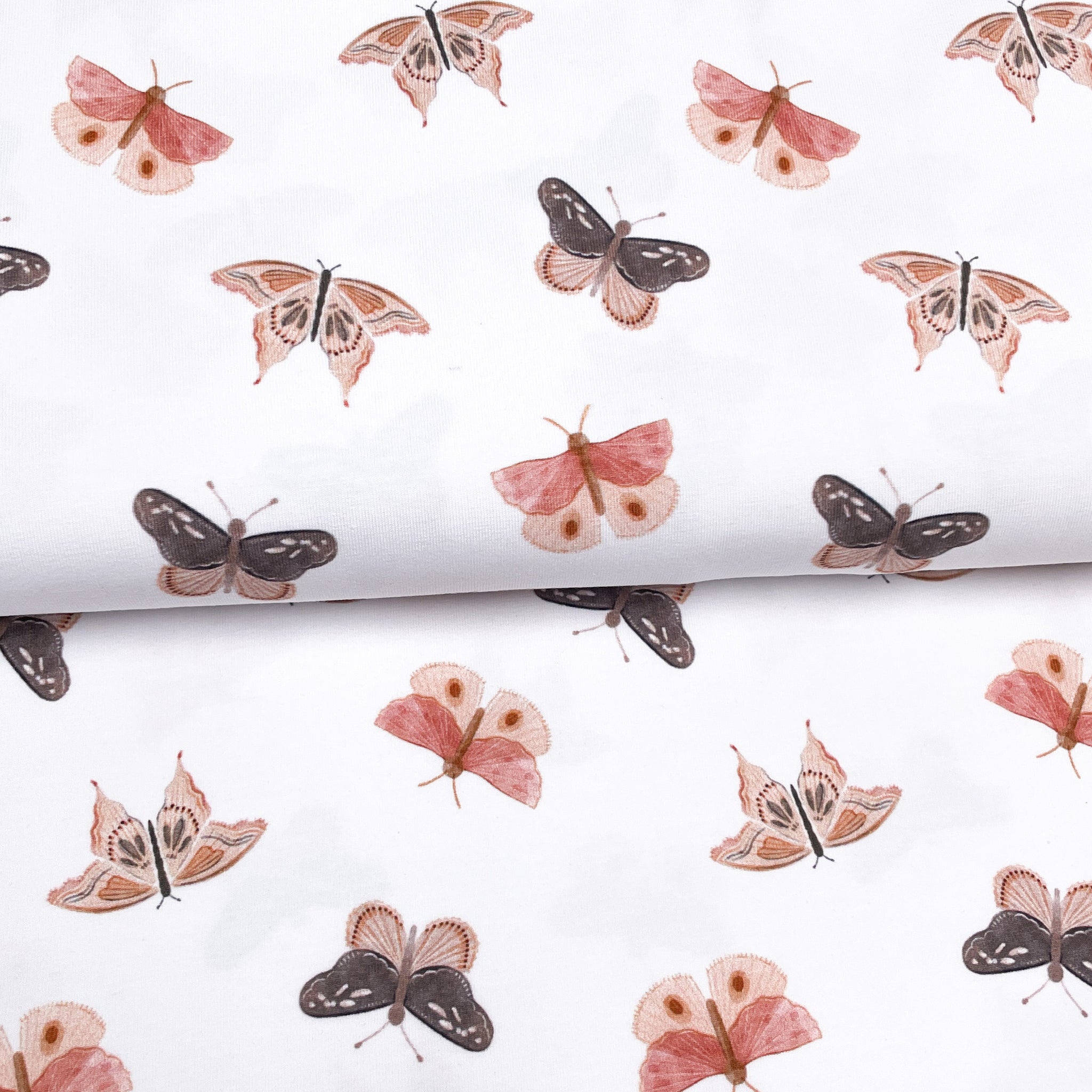 Delicate white butterflies - Organic printed jersey