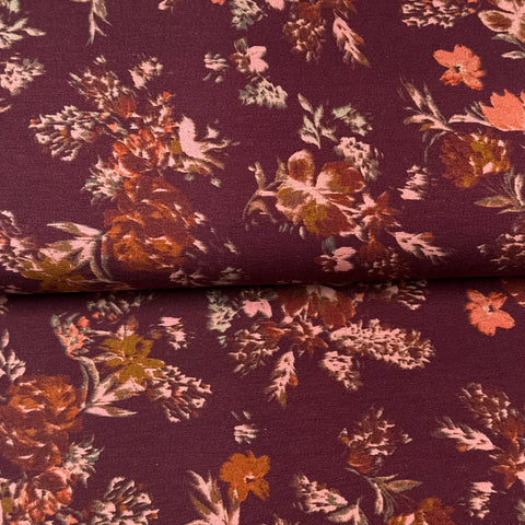 Floral Burgundy Vintage - Printed Jersey