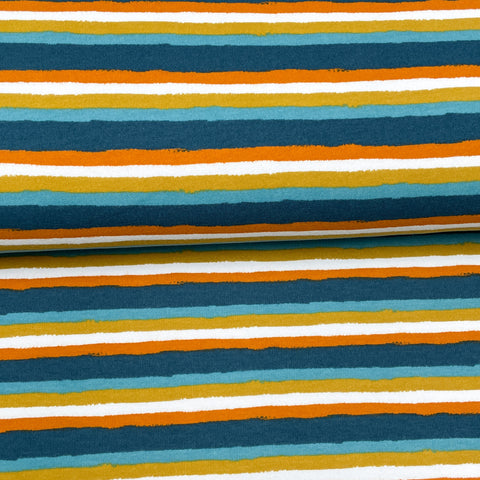 Blue retro striped - Printed stretch cotton hoody
