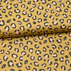 Ocher yellow leopard - Printed poplin