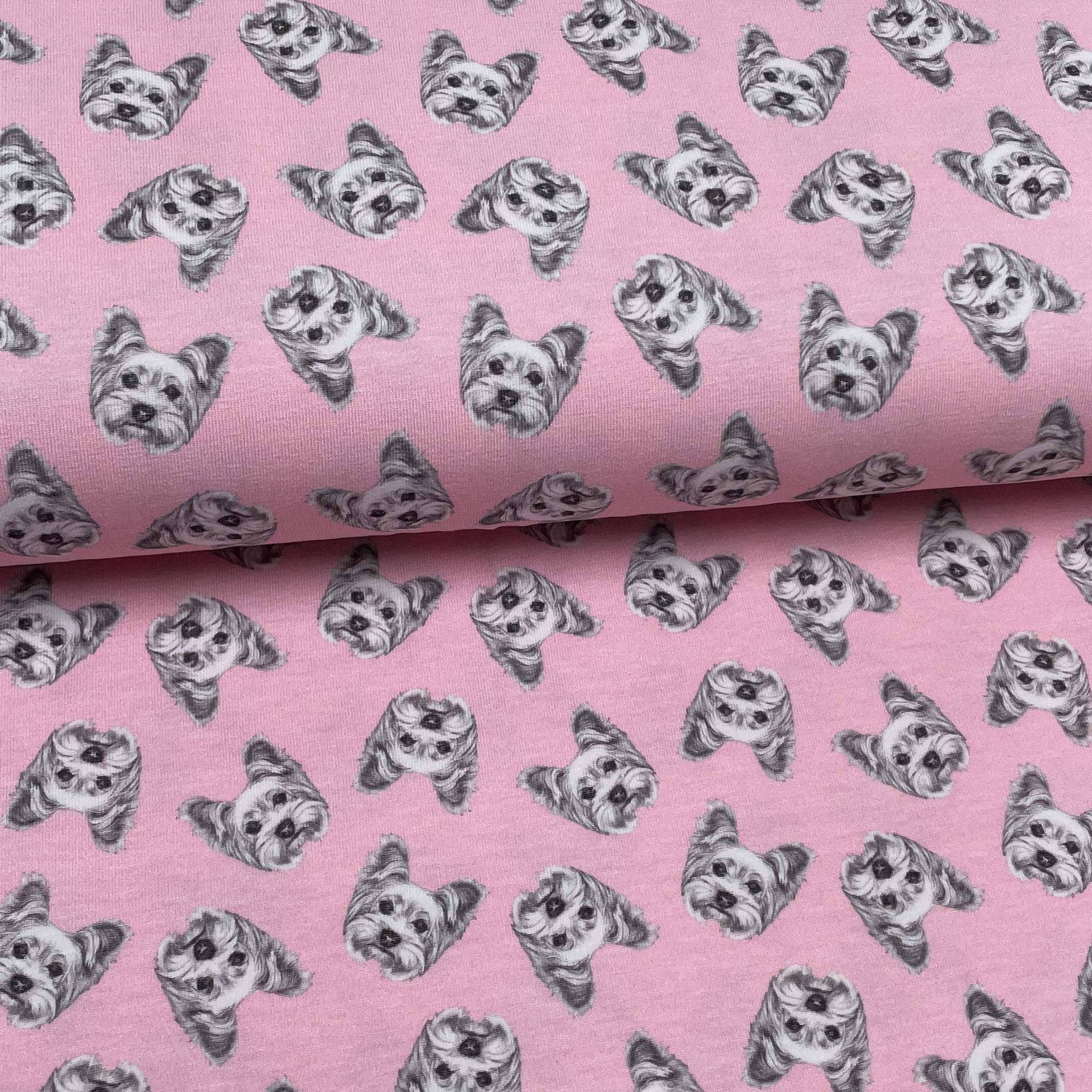 Pink Westies Dogs - Printed Jersey