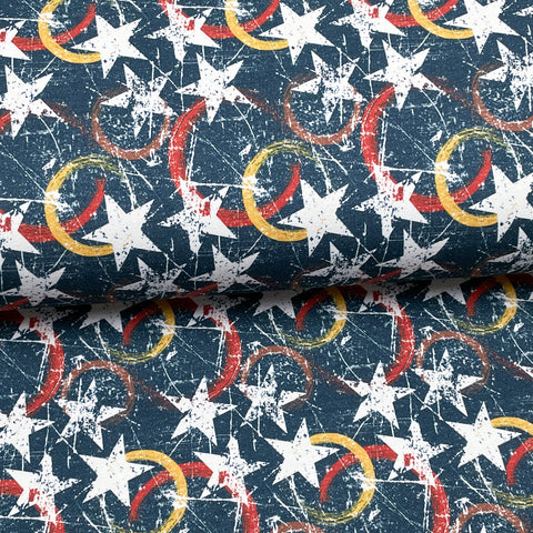 Petrol stars - Printed French Terry