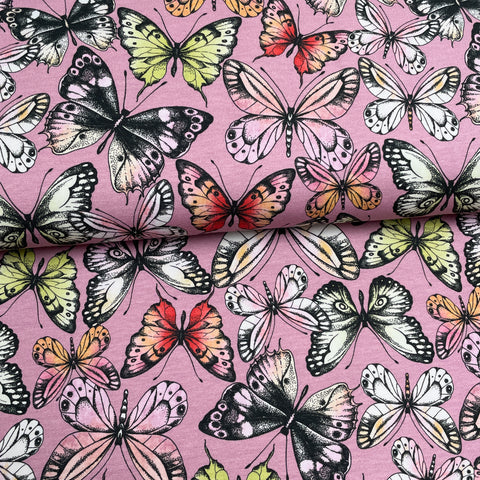 Pink colorful butterflies - Jersey print