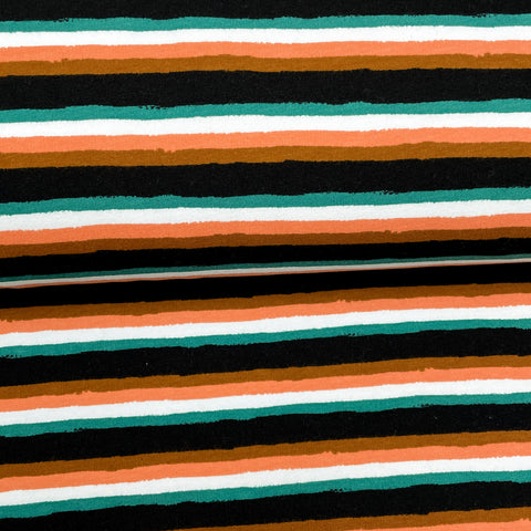 Black retro striped - Printed stretch hoodie