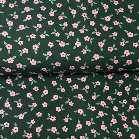 Small green flowers - Printed jersey
