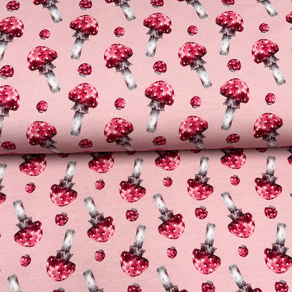 Dusty pink mushrooms - Printed French Terry