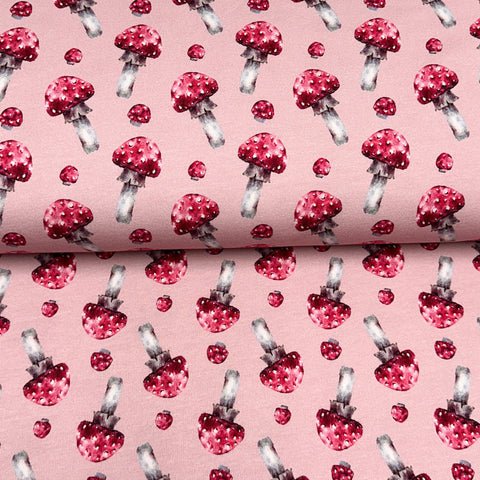 Dusty pink mushrooms - Printed French Terry
