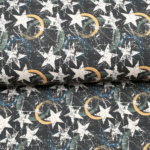 Green stars - Printed French Terry