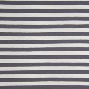 Ligné gris et blanc 1 cm - Jersey ligné