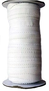 Biais élastique (fold-over) bord picoté - 12 mm - Blanc